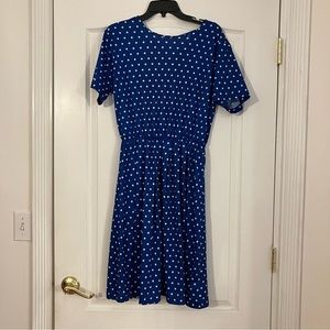 Vintage blue polka dot dress small imperfection size large